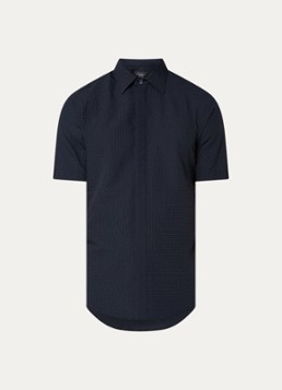 Armani Heren Regular fit overhemd met structuur in de kleur Donkerblauw