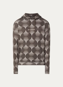 Armani Heren Hoodie met print in de kleur Antraciet