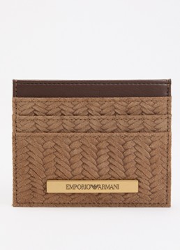 Armani Heren Pasjeshouder met leren details en logo in de kleur Bruin
