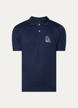 Armani Heren Fijngebreide regular fit polo in de kleur Donkerblauw
