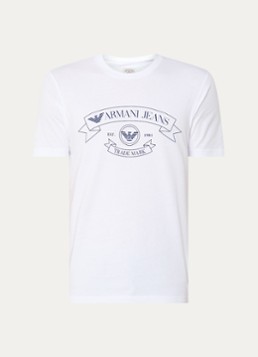 Armani Heren T-shirt met logoprint in de kleur Wit
