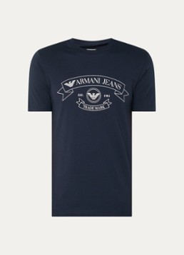 Armani Heren T-shirt met logoprint in de kleur Donkerblauw