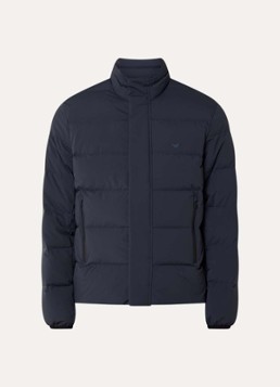 Armani Heren Puffer jack met donsvulling en logoborduring in de kleur Iconico 0920 blu nav / donkerblauw