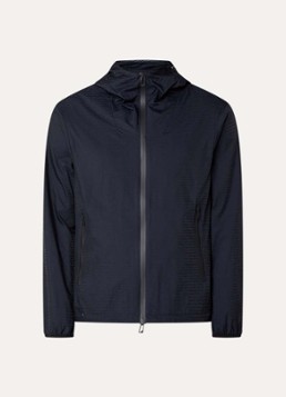 Armani Heren Windjack met capuchon en ritszakken in de kleur Iconico 0920 blu nav / donkerblauw