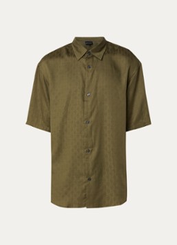 Armani Heren Regular fit overhemd met logoprint in de kleur Groen
