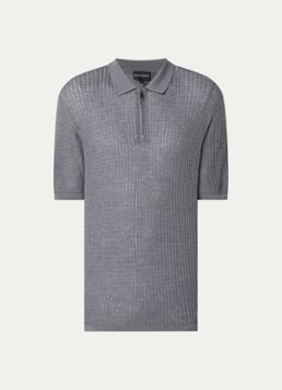Armani Heren Fijngebreide pullover in zijdeblend met polokraag in de kleur Grijs