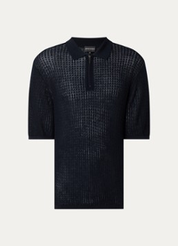 Armani Heren Fijngebreide pullover in zijdeblend met polokraag in de kleur Donkerblauw