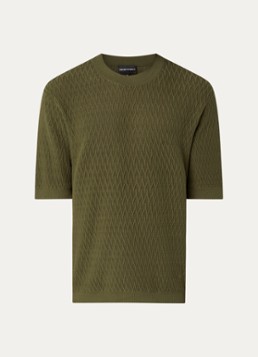 Armani Heren T-shirt met structuur in de kleur Bronsgroen