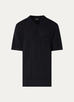 Armani Heren Regular fit polo met structuur in de kleur Donkerblauw