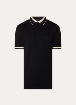 Armani Heren Regular fit polo van piqué katoen met logoborduring in de kleur Zwart