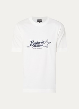 Armani Heren T-shirt met logoborduring in de kleur Wit