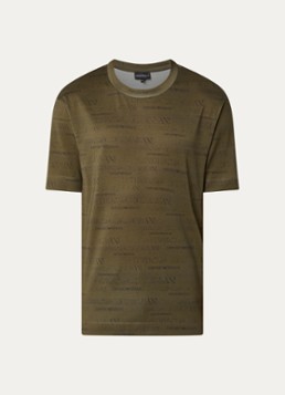 Armani Heren T-shirt met logoprint in de kleur Mosgroen
