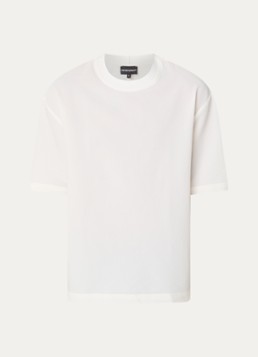 Armani Heren T-shirt met structuur in de kleur Gebroken wit