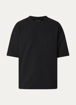 Armani Heren T-shirt met structuur in de kleur Donkerblauw