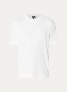 Armani Heren T-shirt met structuur in de kleur Gebroken wit