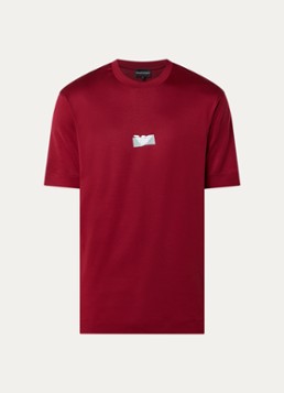Armani Heren T-shirt met logo in de kleur Donkerrood