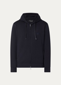Armani Heren Sweatvest met logoborduring en ritszakken in de kleur Donkerblauw