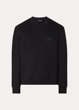 Armani Heren Sweater met logoborduring in de kleur Zwart