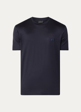 Armani Heren T-shirt met logoborduring in de kleur Blauw