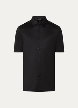 Armani Heren Regular fit overhemd met logo in de kleur Zwart
