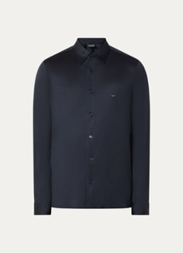 Armani Heren Regular fit overhemd met logo in de kleur Donkerblauw