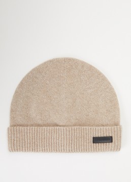 Armani Heren Fijngebreide muts van kasjmier in de kleur Beige