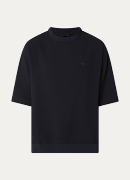 Armani Heren T-shirt met structuur in de kleur Donkerblauw