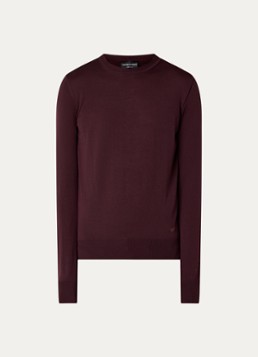 Armani Heren Fijngebreide pullover van scheerwol in de kleur Bordeauxrood