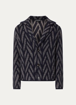 Armani Heren Vest van scheerwol met ingebreid patroon in de kleur Donkerblauw