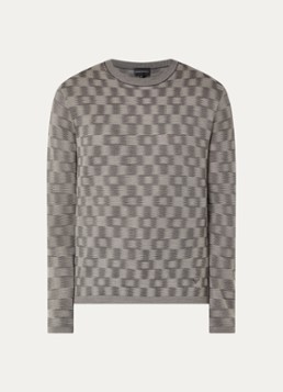 Armani Heren Fijngebreide pullover met ingebreid patroon in de kleur Grijs