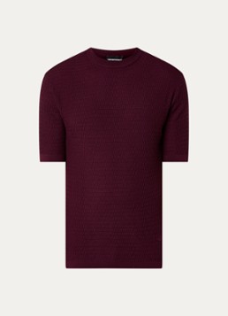 Armani Heren Fijngebreid T-shirt van wol met structuur in de kleur Grijsmele