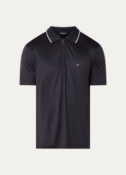 Armani Heren Regular fit polo met halve rits in de kleur Donkerblauw