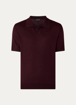 Armani Heren Fijngebreide regular fit polo in zijdeblend in de kleur Bordeauxrood