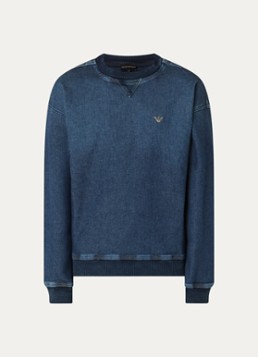 Armani Heren Sweater van denim in de kleur Blauw