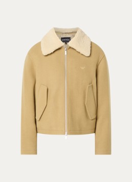 Armani Heren Jack van wol met teddy kraag in de kleur Bordeauxrood