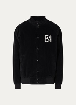 Armani Heren Gewatteerd jack van corduroy met logoborduring in de kleur Zwart