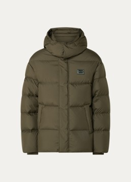 Armani Heren Puffer jack met capuchon en steekzakken in de kleur Bronsgroen