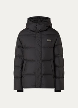 Armani Heren Puffer jack met capuchon en steekzakken in de kleur Zwart