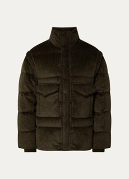Armani Heren Puffer jack van corduroy met afneembare mouwen in de kleur Bronsgroen