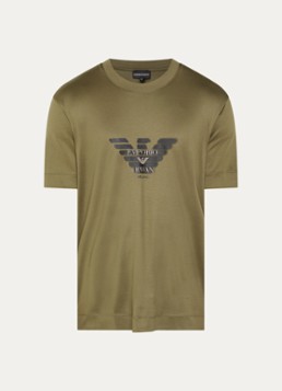 Armani Heren T-shirt met logoprint in de kleur Mosgroen