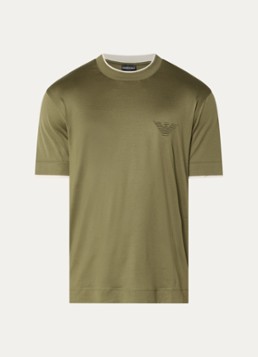 Armani Heren T-shirt met logoprint in de kleur Bronsgroen