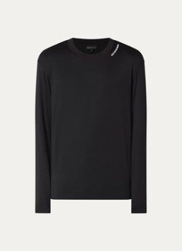 Armani Heren Longsleeve met logo in de kleur Zwart