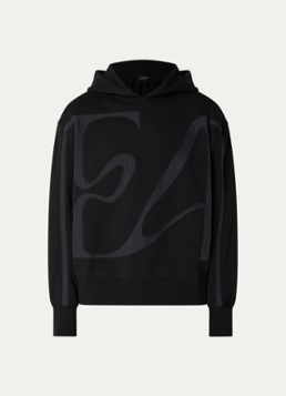 Armani Heren Hoodie met logoborduring in de kleur Zwart