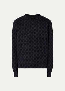 Armani Heren Sweater met print in de kleur Antraciet