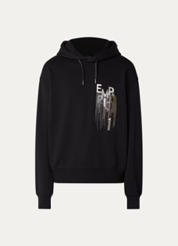 Armani Heren hoodie met logoborduring in de kleur Zwart