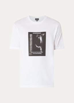 Armani Heren T-shirt met logoprint in de kleur Wit