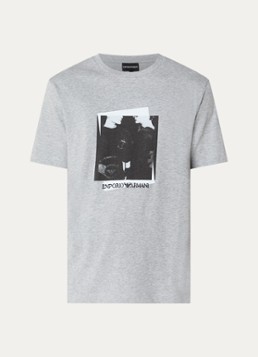 Armani Heren T-shirt met logoprint in de kleur Grijsmele