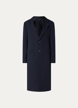 Armani Heren Mantel van wol met steekzakken in de kleur Donkerblauw