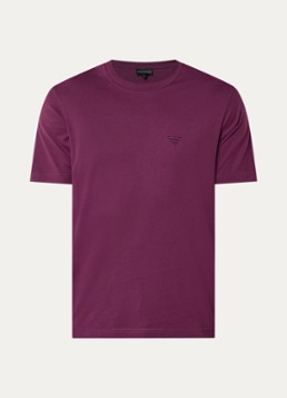 Armani Heren T-shirt met borduring in de kleur Aubergine
