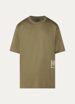 Armani Heren T-shirt met logoprint in de kleur Mosgroen